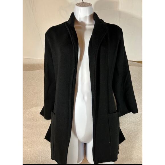 Peck & Peck Women's Black Blazer Jacket Open Front Sz Medium. Pockets. Classy - Picture 2 of 5